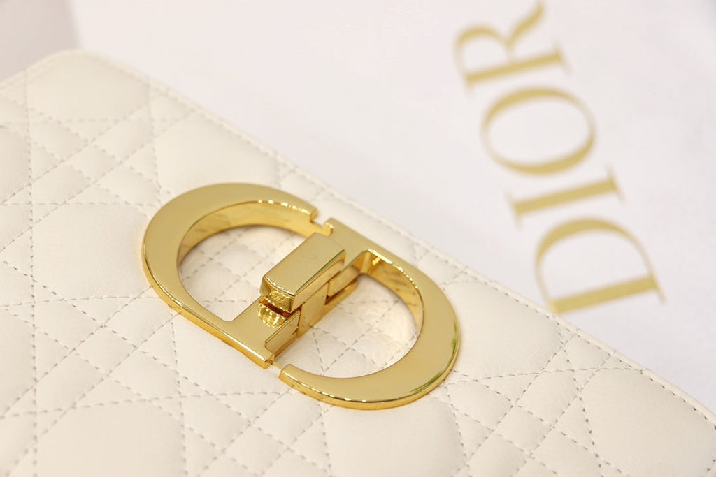 Dior Caro Mini Bag 20 in White Calfskin
