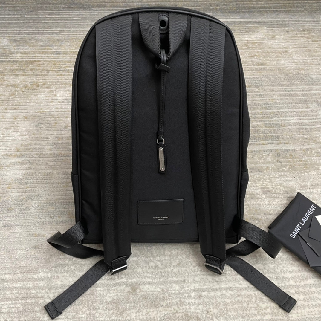 Saint Laurent City Backpack 41 in Black Canvas, Nylon and Leather