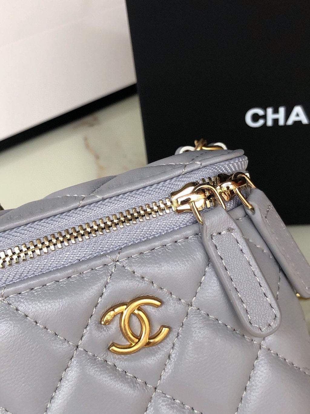 Chanel Mini 11 Vanity Chain in Light Grey Calfskin Gold Hardware Bag