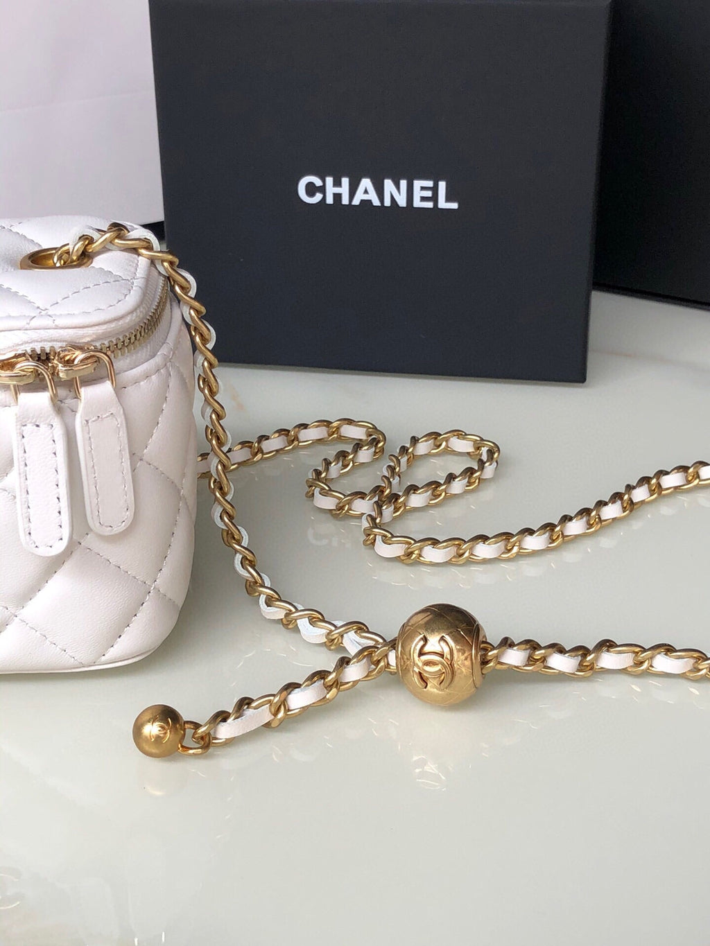 Chanel Mini 11 Vanity Chain in White Calfskin Gold Hardware Bag