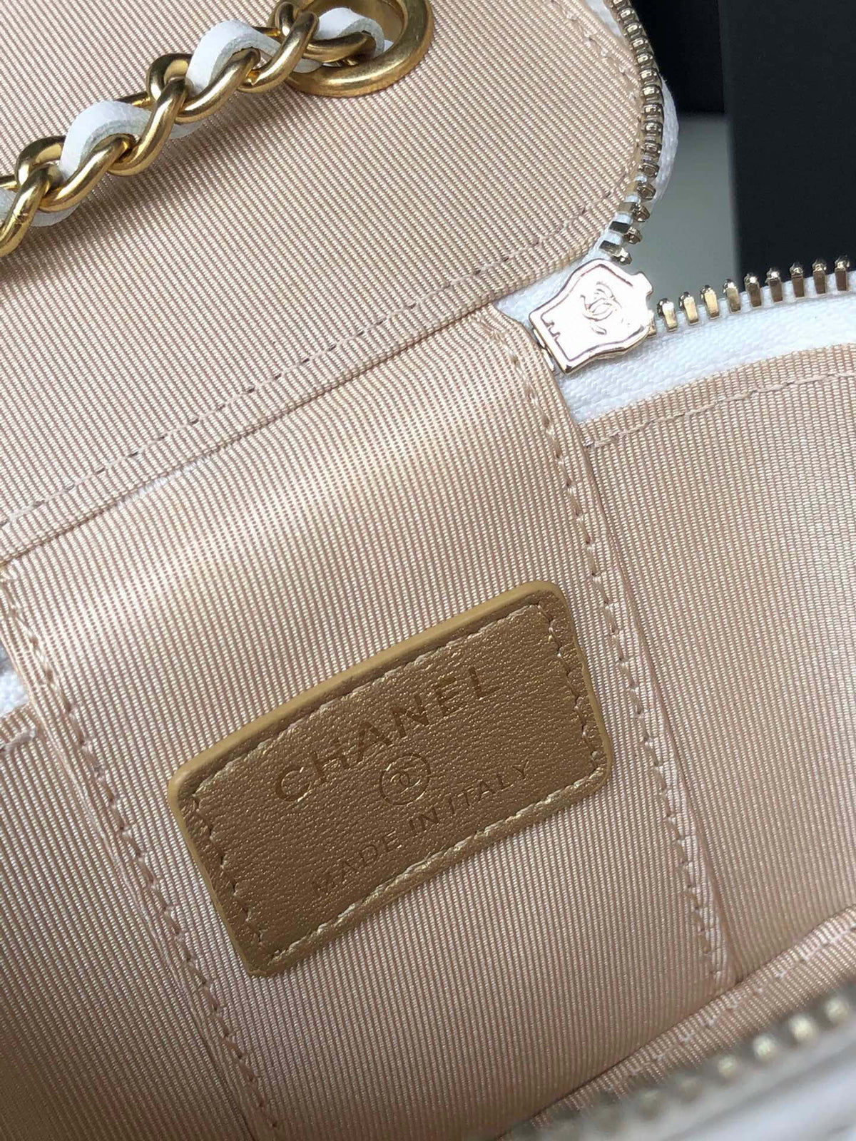 Chanel Mini 11 Vanity Chain in White Calfskin Gold Hardware Bag