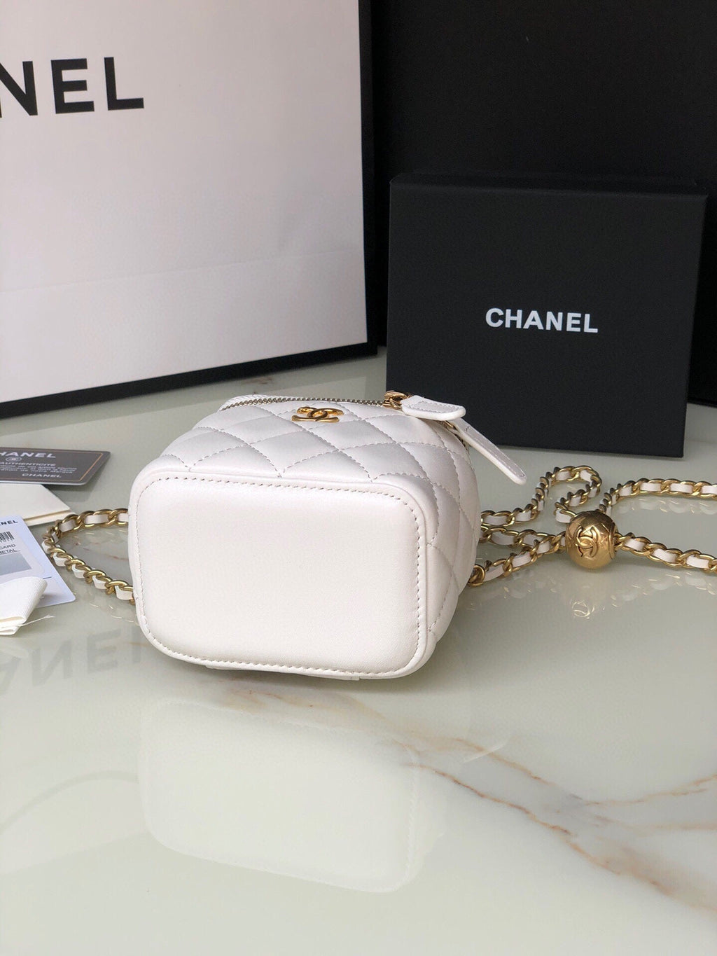 Chanel Mini 11 Vanity Chain in White Calfskin Gold Hardware Bag