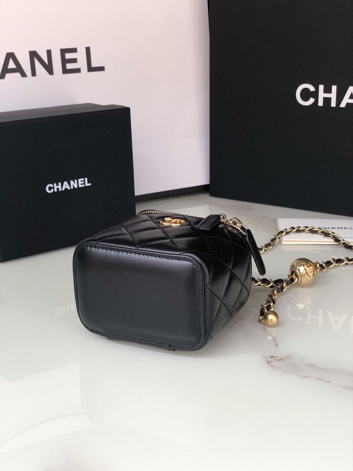 Chanel Mini 11 Vanity Chain in Black Calfskin Gold Hardware Bag