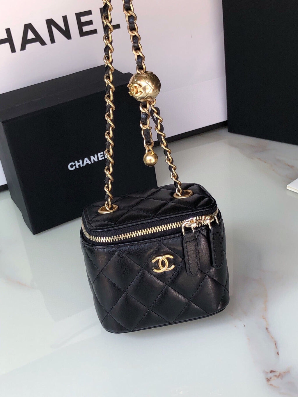 Chanel Mini 11 Vanity Chain in Black Calfskin Gold Hardware Bag