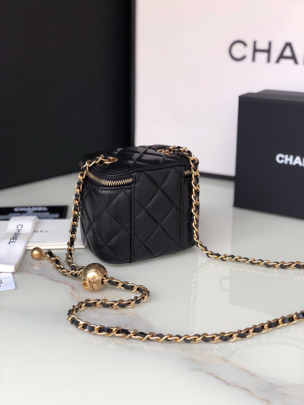 Chanel Mini 11 Vanity Chain in Black Calfskin Gold Hardware Bag