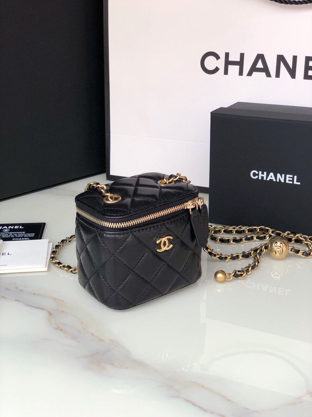 Chanel Mini 11 Vanity Chain in Black Calfskin Gold Hardware Bag
