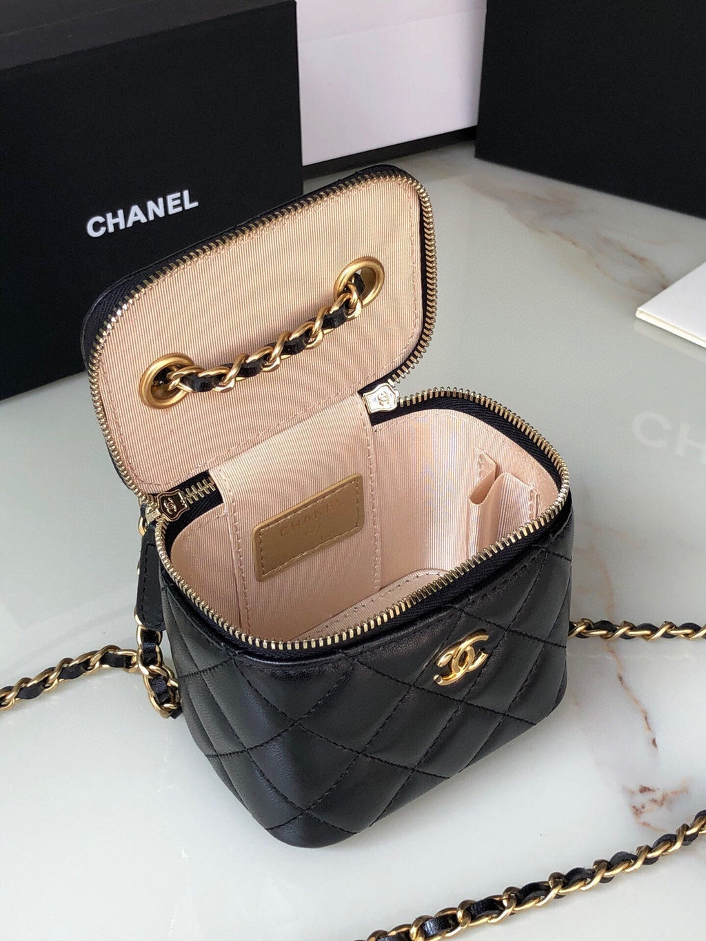 Chanel Mini 11 Vanity Chain in Black Calfskin Gold Hardware Bag