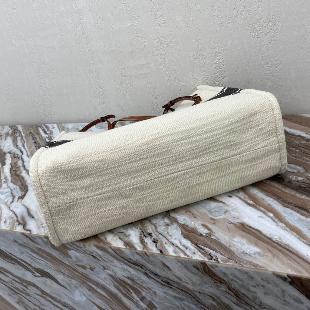 Celine Canvas Tote 43 White/Black Denim
