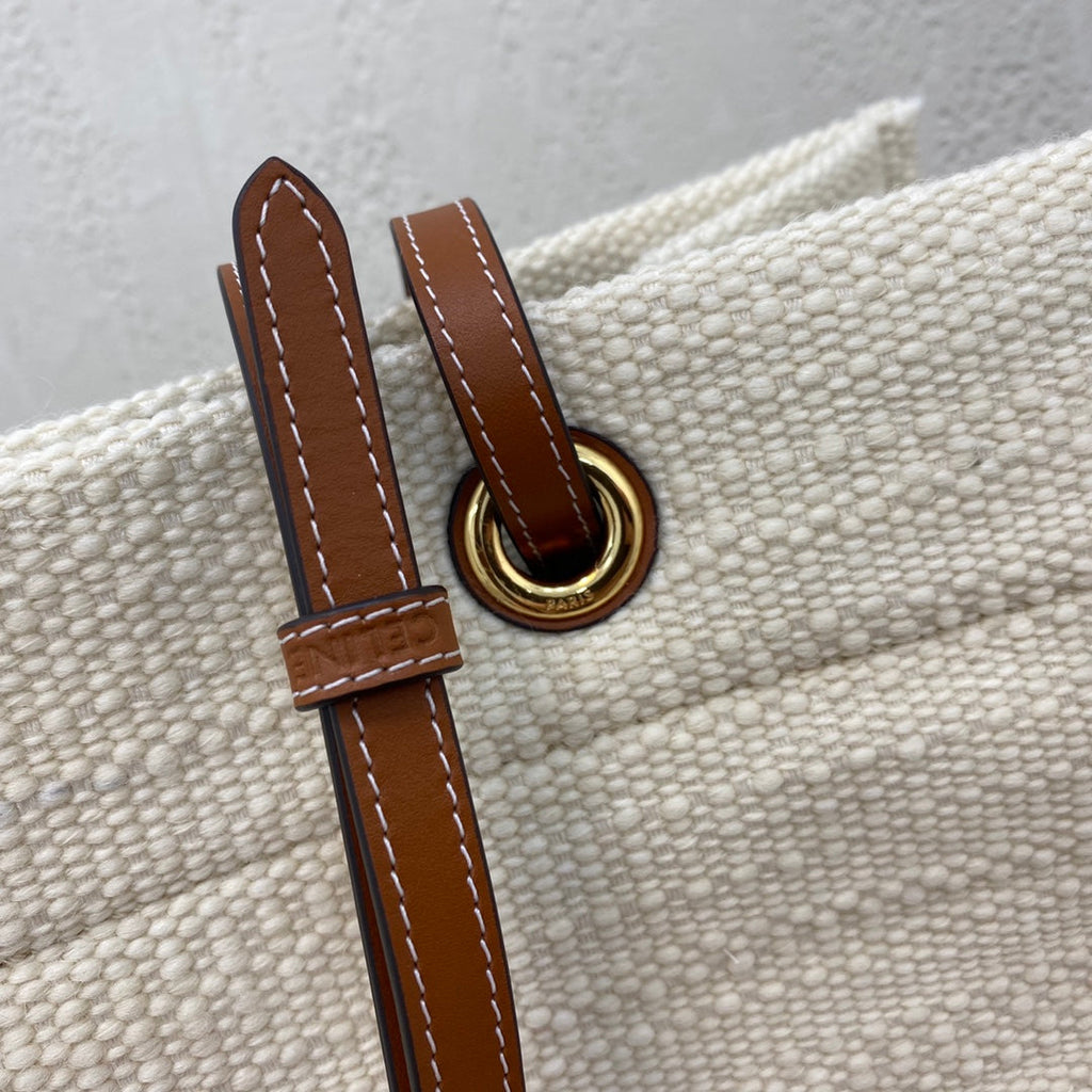 Celine Canvas Tote 43 White/Black Denim