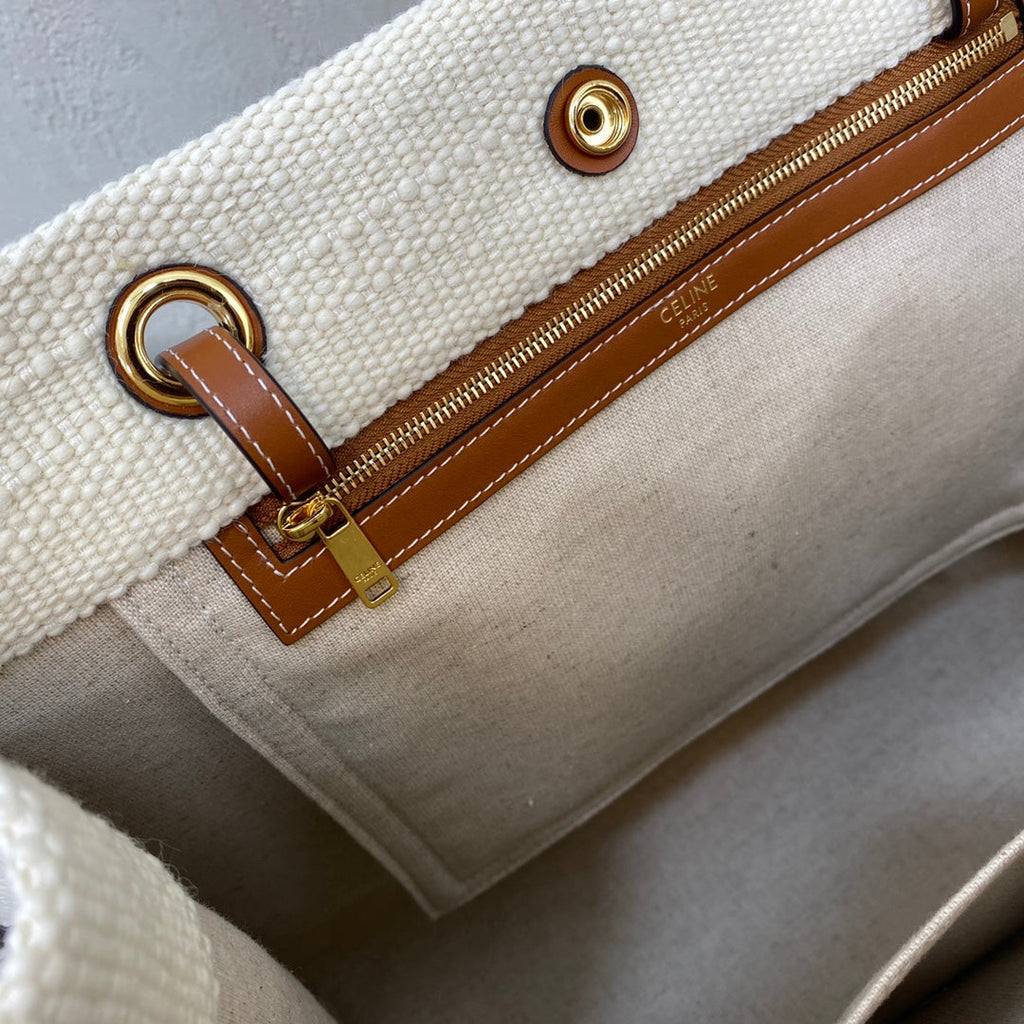 Celine Canvas Tote 43 White/Black Denim