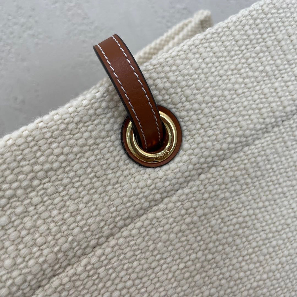 Celine Canvas Tote 43 White/Navy Blue Denim