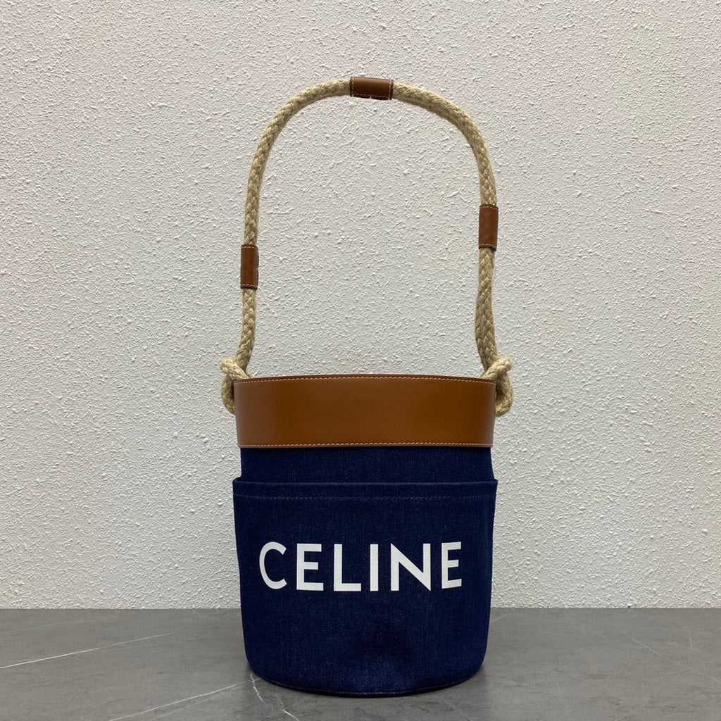 Celine Bucket Corde 23 Denim Fabric Navy Blue
