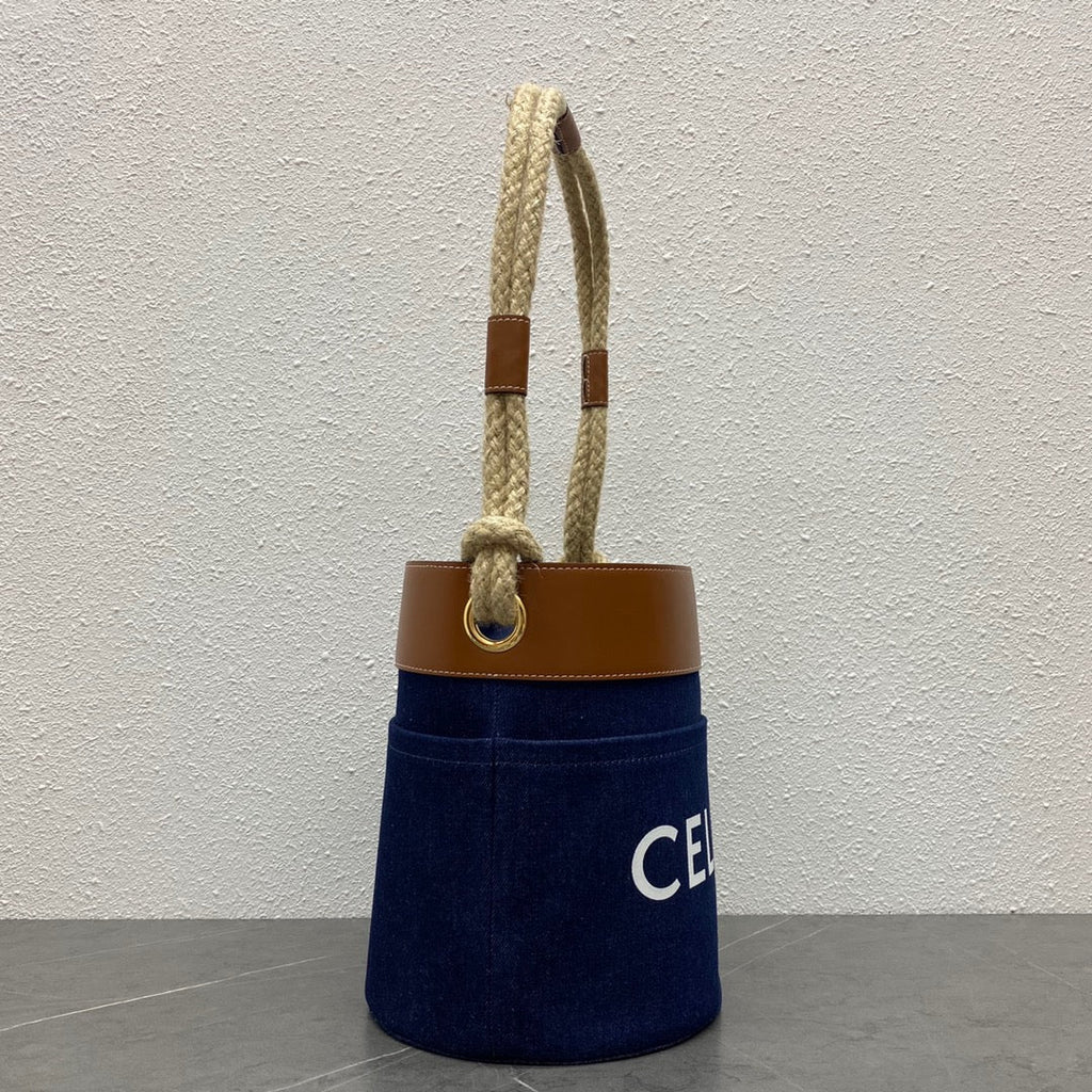 Celine Bucket Corde 23 Denim Fabric Navy Blue