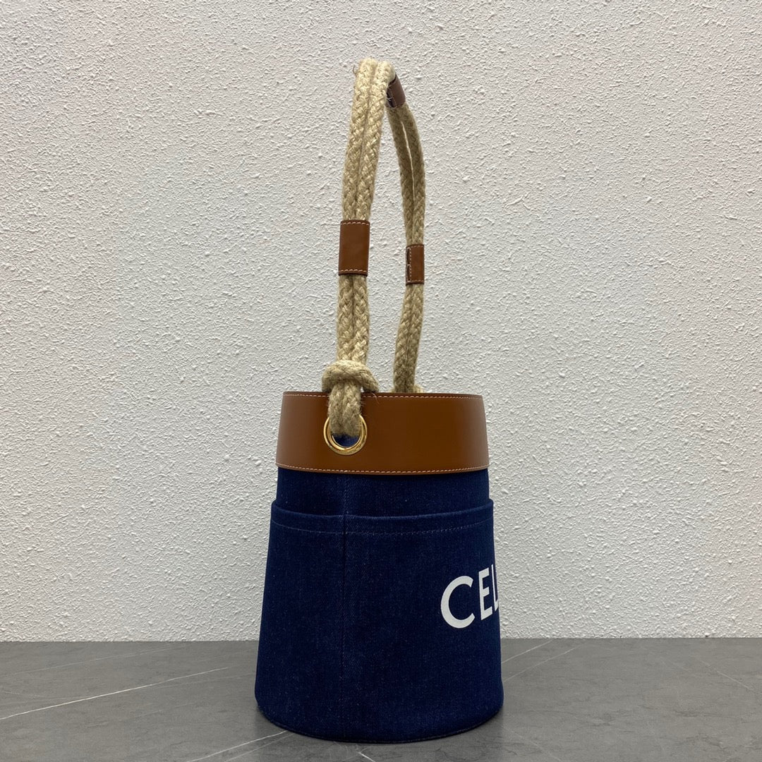 Celine Bucket Corde 23 Denim Fabric Navy Blue