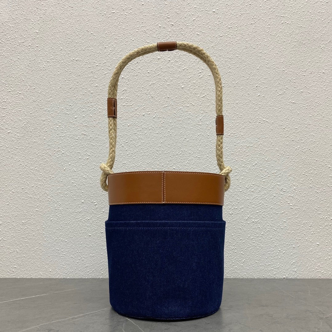 Celine Bucket Corde 23 Denim Fabric Navy Blue
