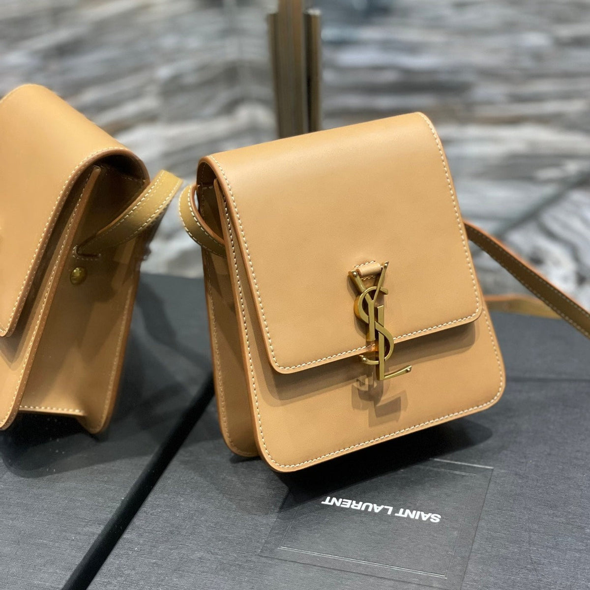 Saint Laurent Kaia 18 Handbag in Yellow Cream Calfskin