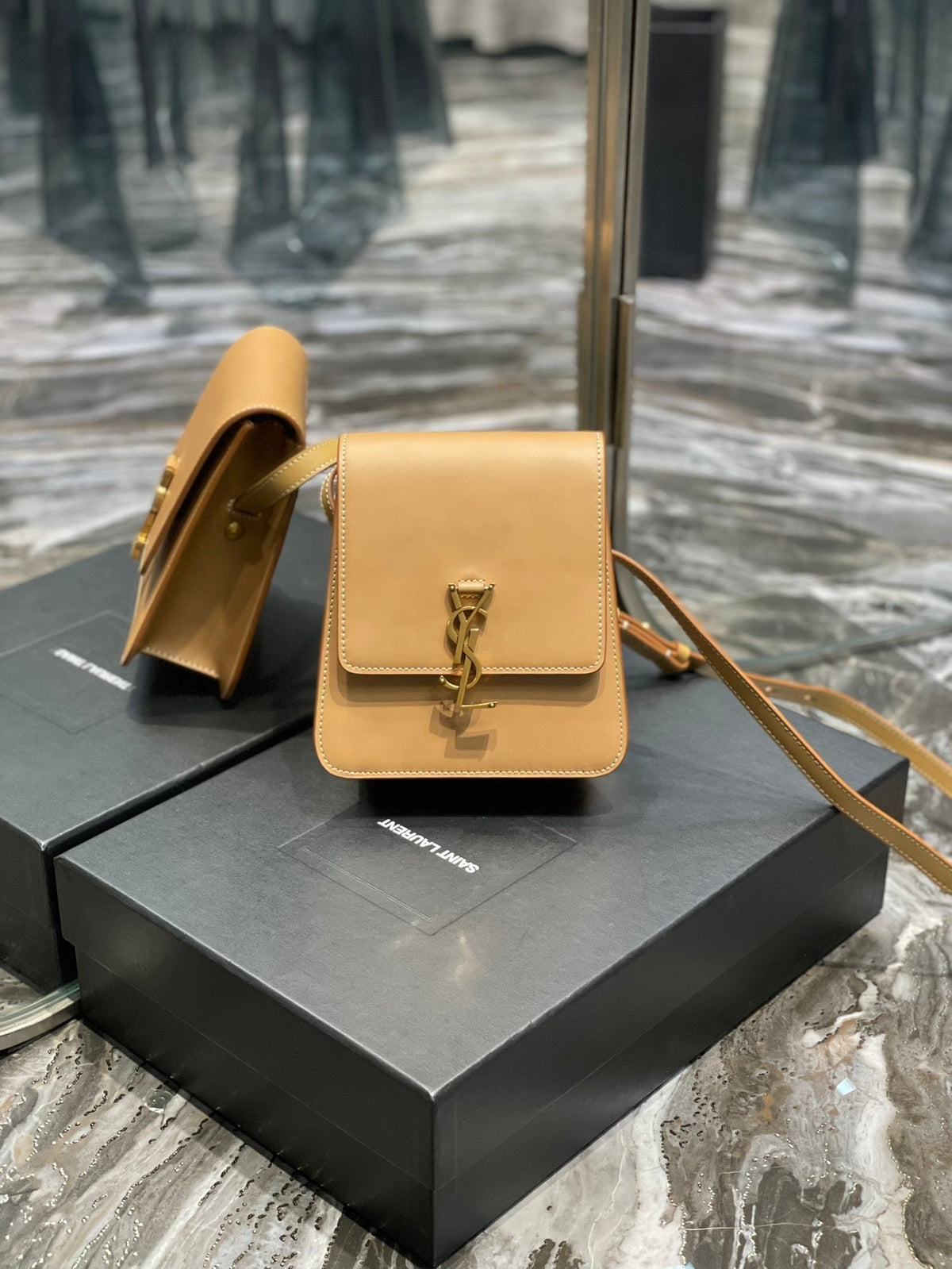 Saint Laurent Kaia 18 Handbag in Yellow Cream Calfskin