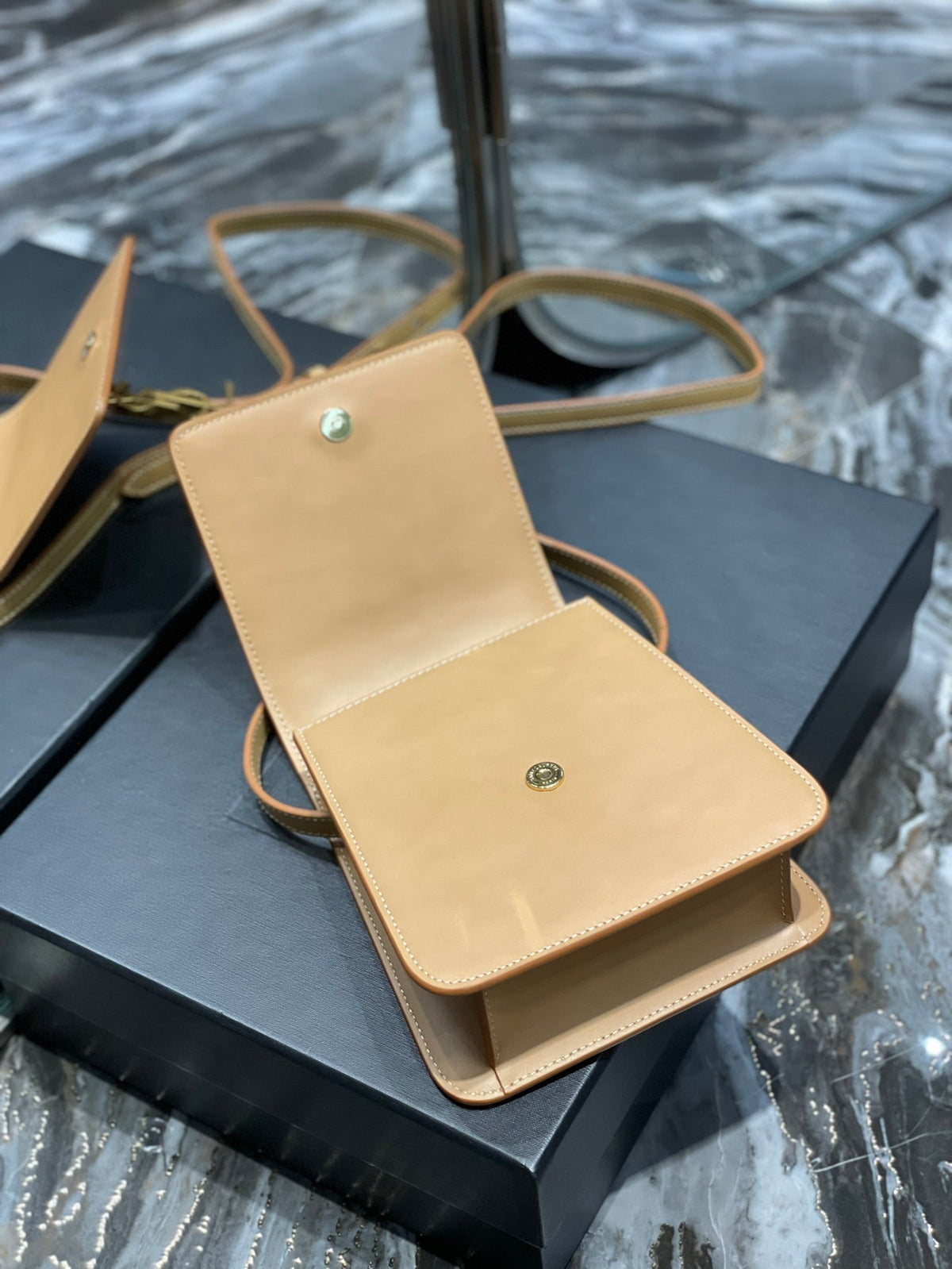 Saint Laurent Kaia 18 Handbag in Yellow Cream Calfskin
