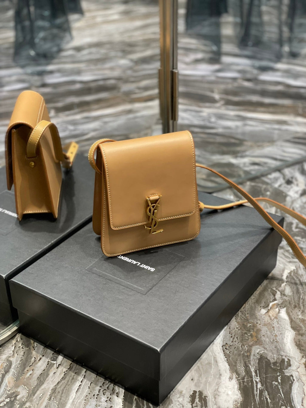 Saint Laurent Kaia 18 Handbag in Yellow Cream Calfskin