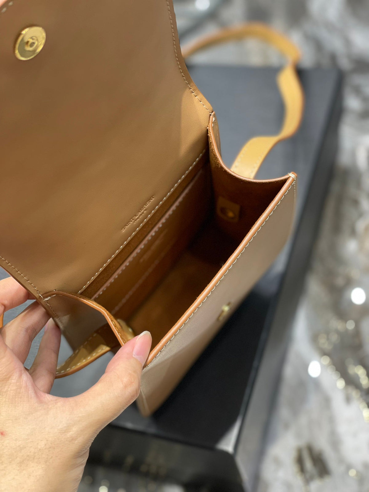 Saint Laurent Kaia 18 Handbag in Yellow Cream Calfskin