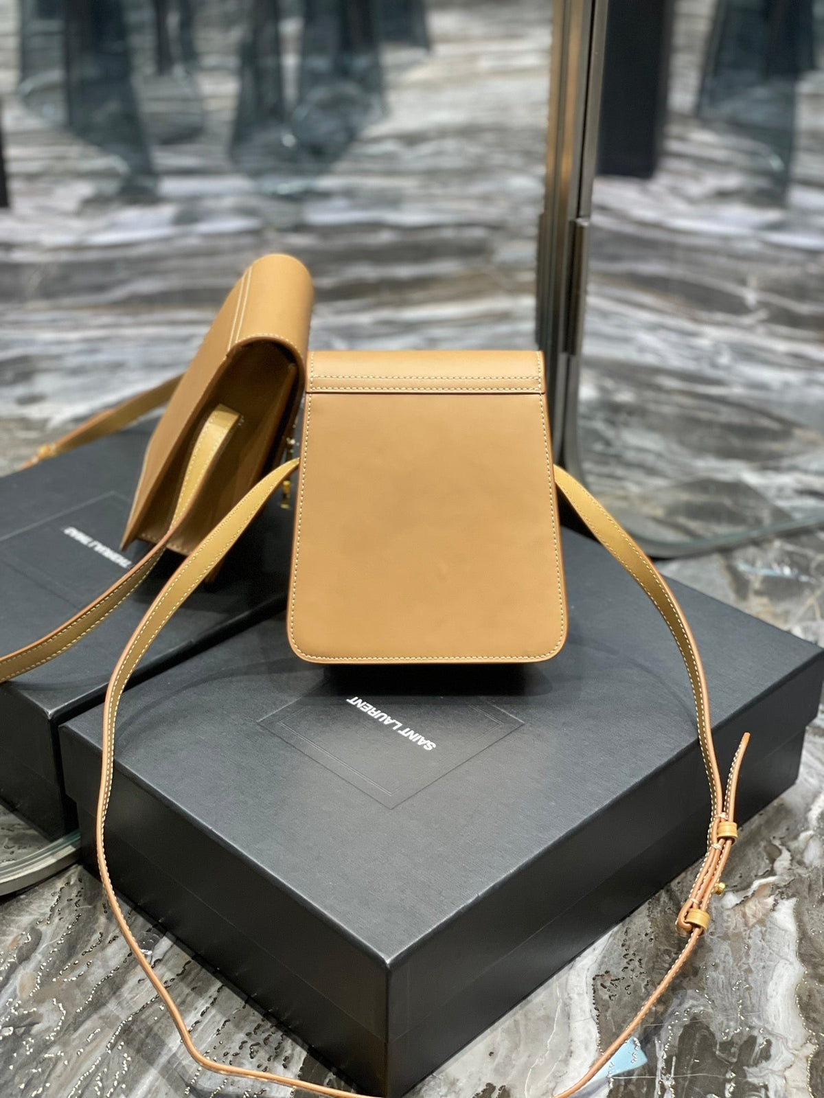 Saint Laurent Kaia 18 Handbag in Yellow Cream Calfskin