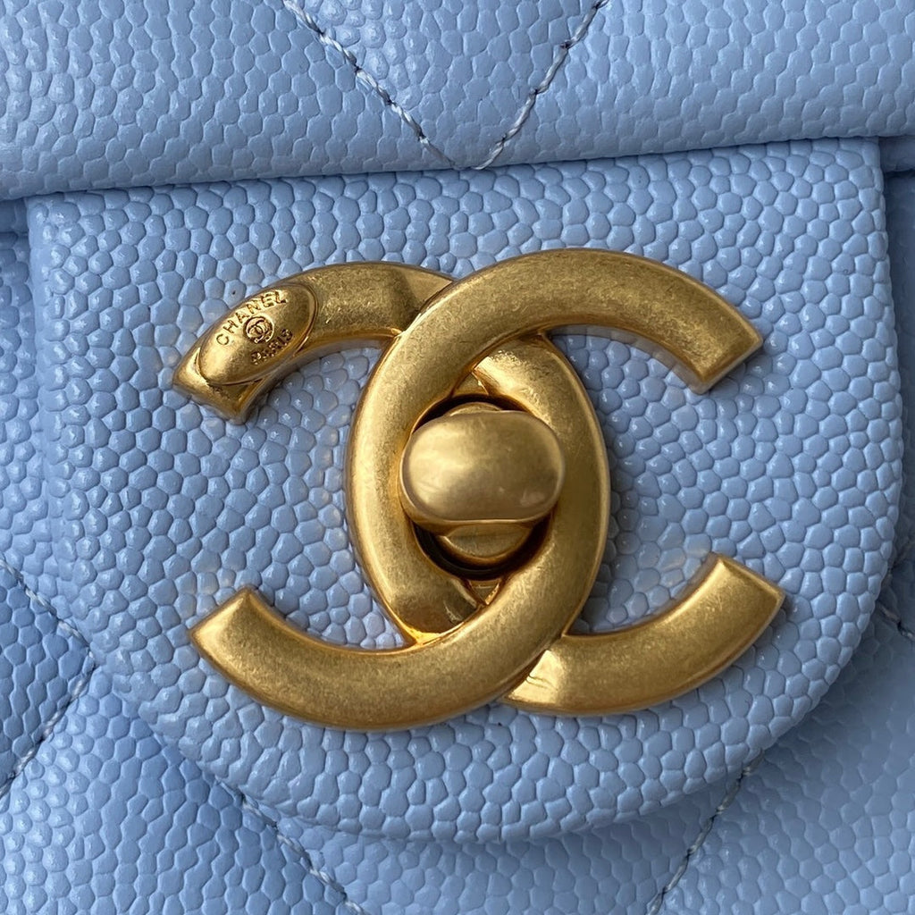 Chanel 25S Classic Flap 19 cm in Pastel Blue Caviar Leather with Gold Hardware Bag