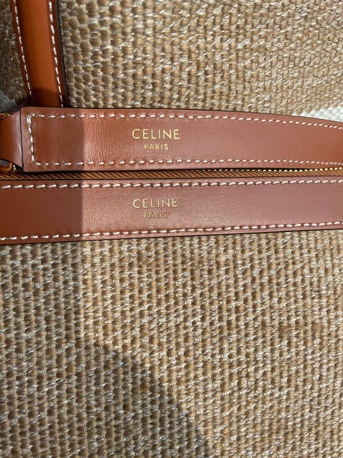 Celine Bucket 25 in Printed Canvas Brown White