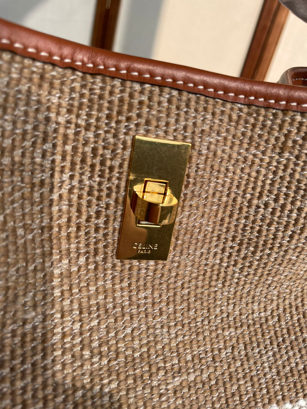 Celine Bucket 25 in Printed Canvas Brown White