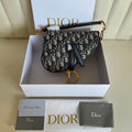 CD Saddle Bag Strap with Strap 19cm Blue Obique Embroidery