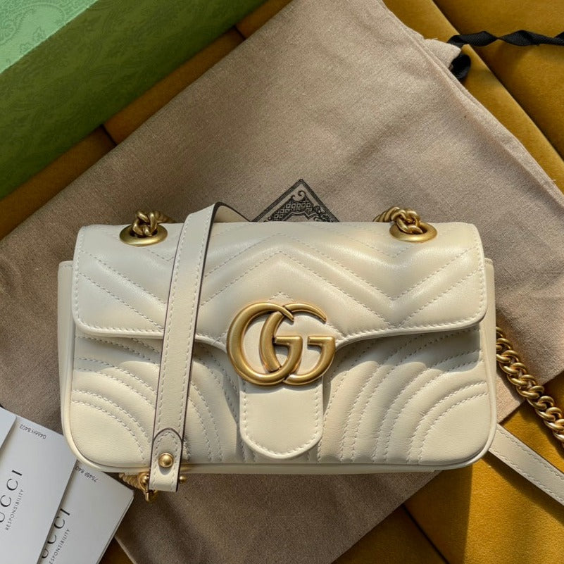 Gucci Marmont Matelassé Small 22 Bag White Calfskin