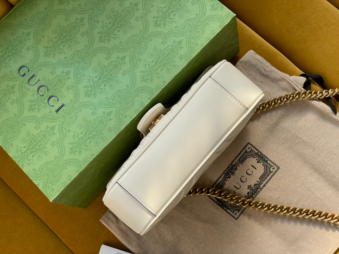 Gucci Marmont Matelassé Small 22 Bag White Calfskin