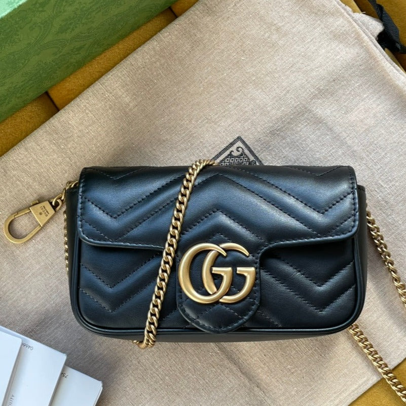 Gucci Marmont Mini 16 Bag in Black Calfskin