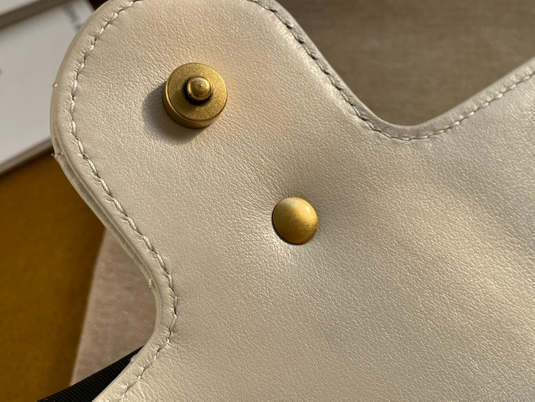Gucci Marmont Mini 16 Bag in White Calfskin