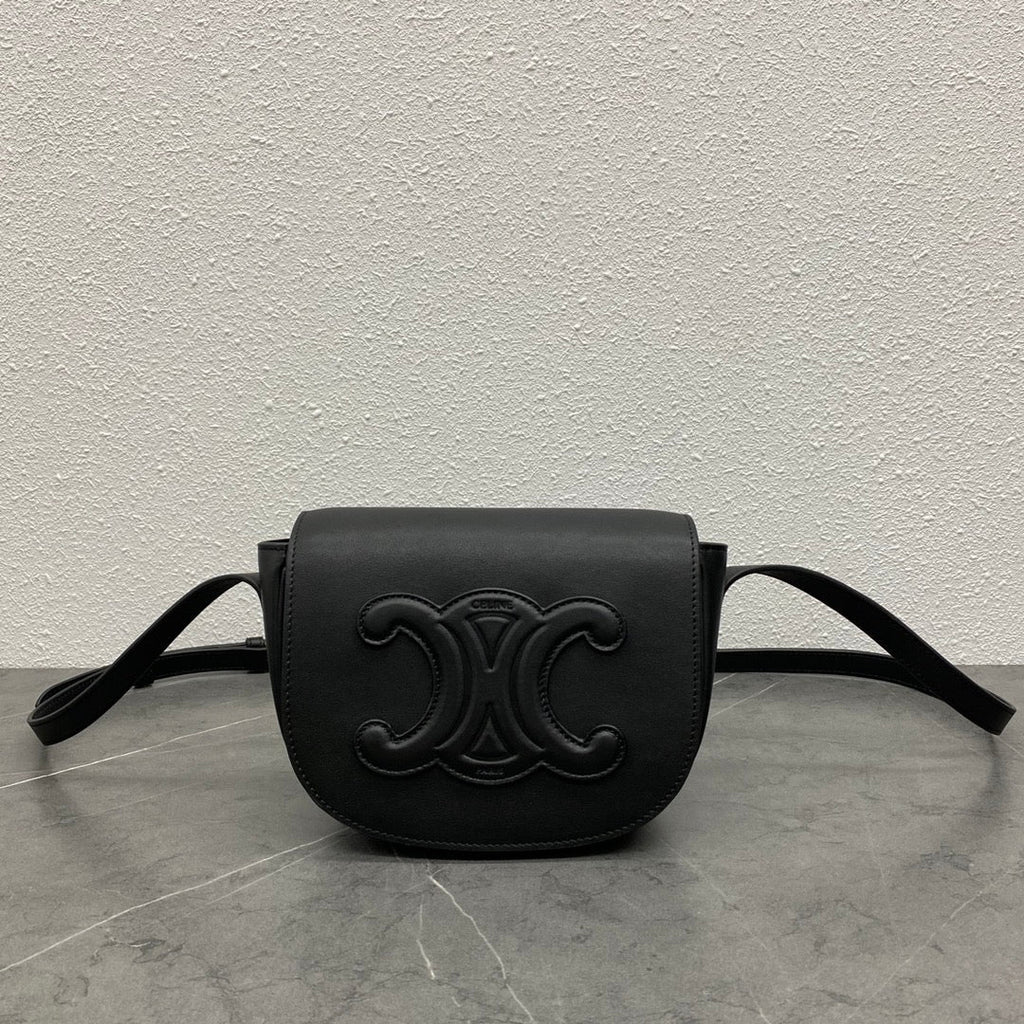 Celine Folco Cuir Triomphe 18 in Black Calfskin Bag