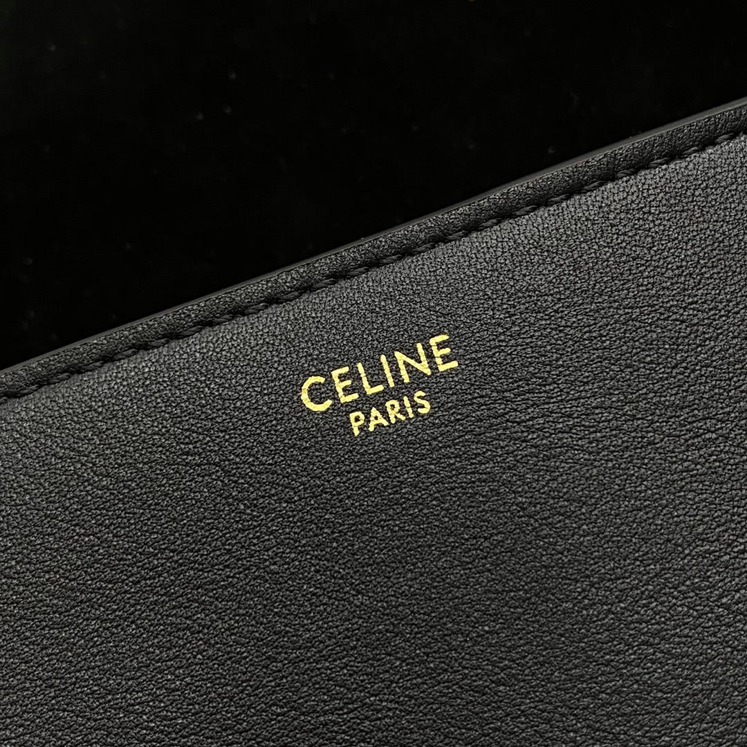 Celine Folco Cuir Triomphe 18 in Black Calfskin Bag