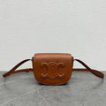 Celine Folco Cuir Triomphe 18 in Red Brown Calfskin Bag