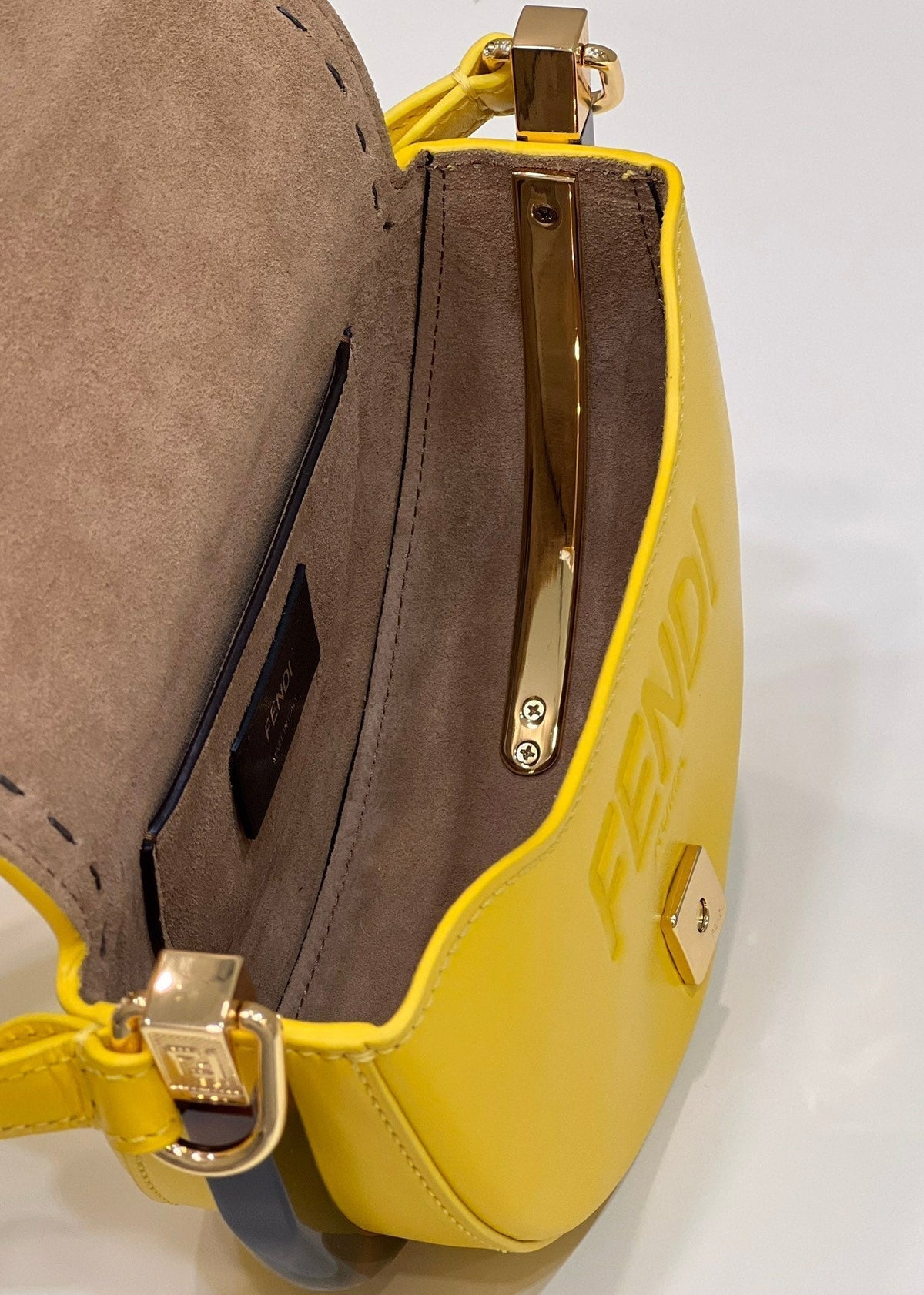 Fendi 19 Moonlight Bag in Sunflower Yellow Calfskin Gold Hardware