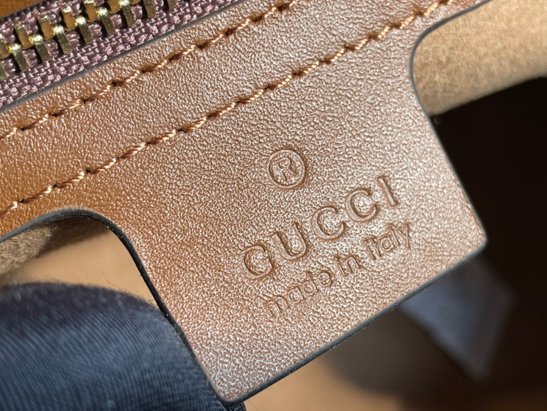 Gucci Padlock Large 35 Shoulder Bag Beige Canvas and Brown Calfskin