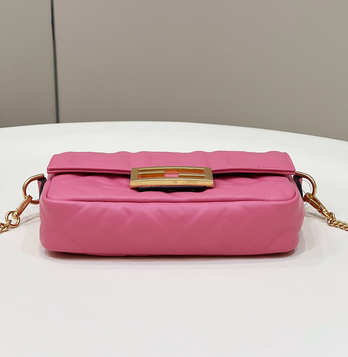 Baguette Mini 19 Dark Pink Nappa Leather Bag with Ff Motif