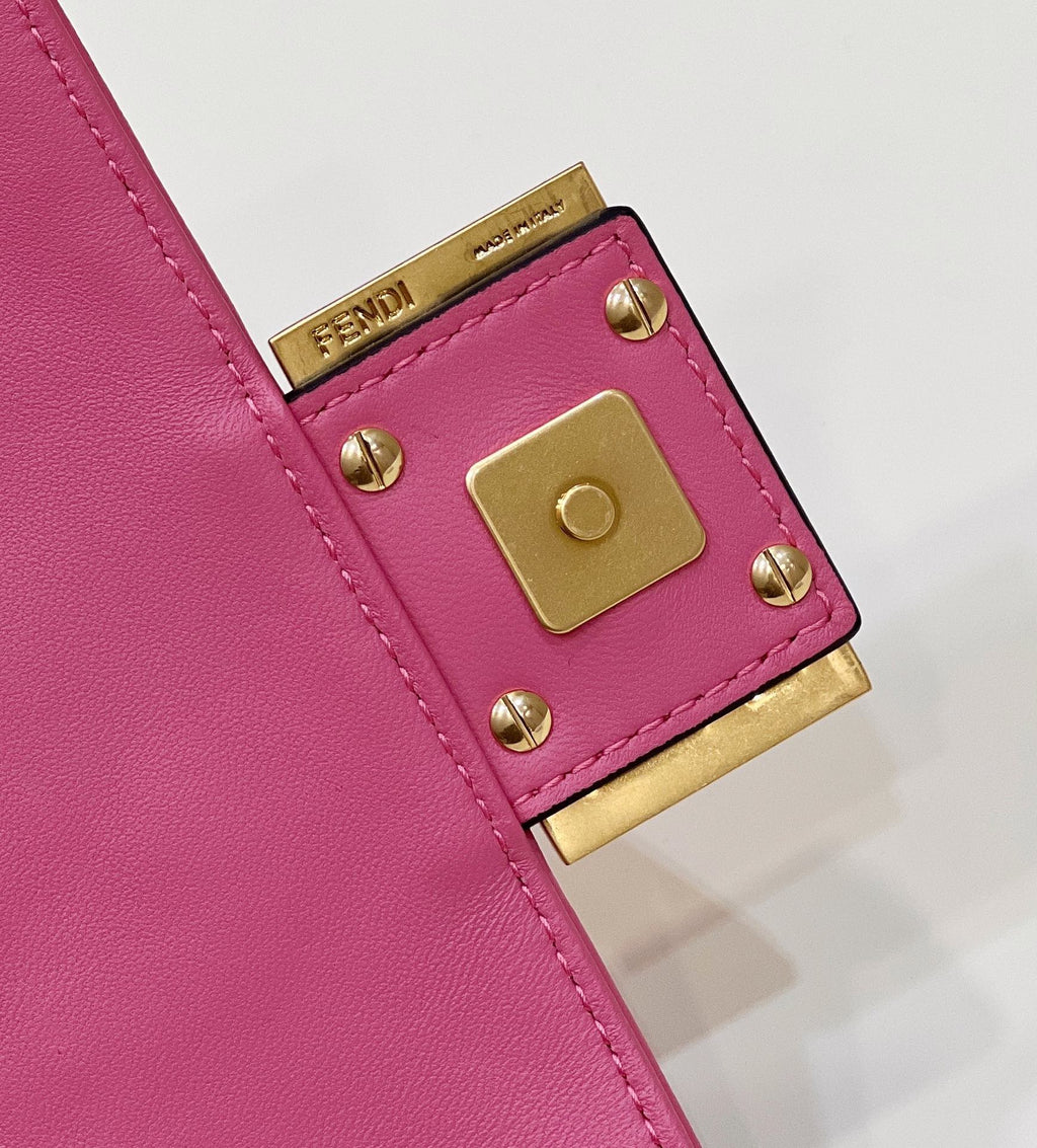 Baguette Mini 19 Dark Pink Nappa Leather Bag with Ff Motif