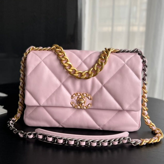 Chanel 19 Flap Bag 30 Pink Goatskin