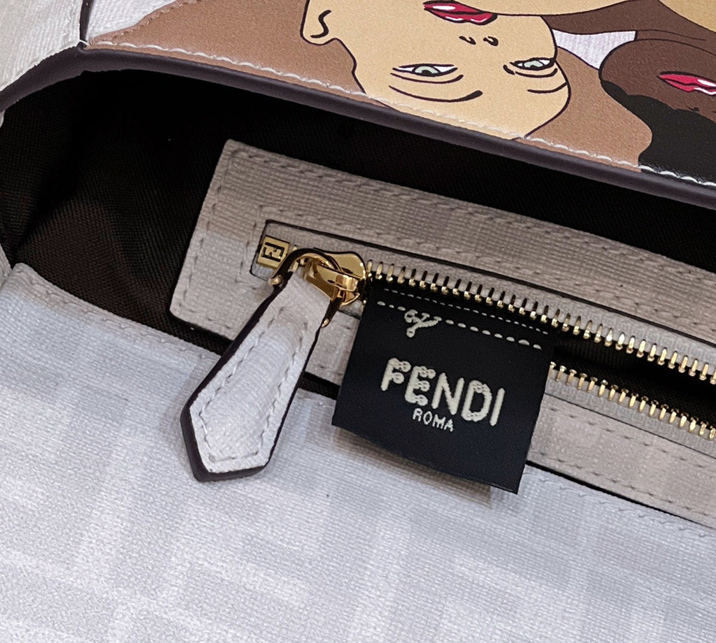 Fendi 27 Baguette Bag in White Calfskin Attach Sticker Gold Hardware