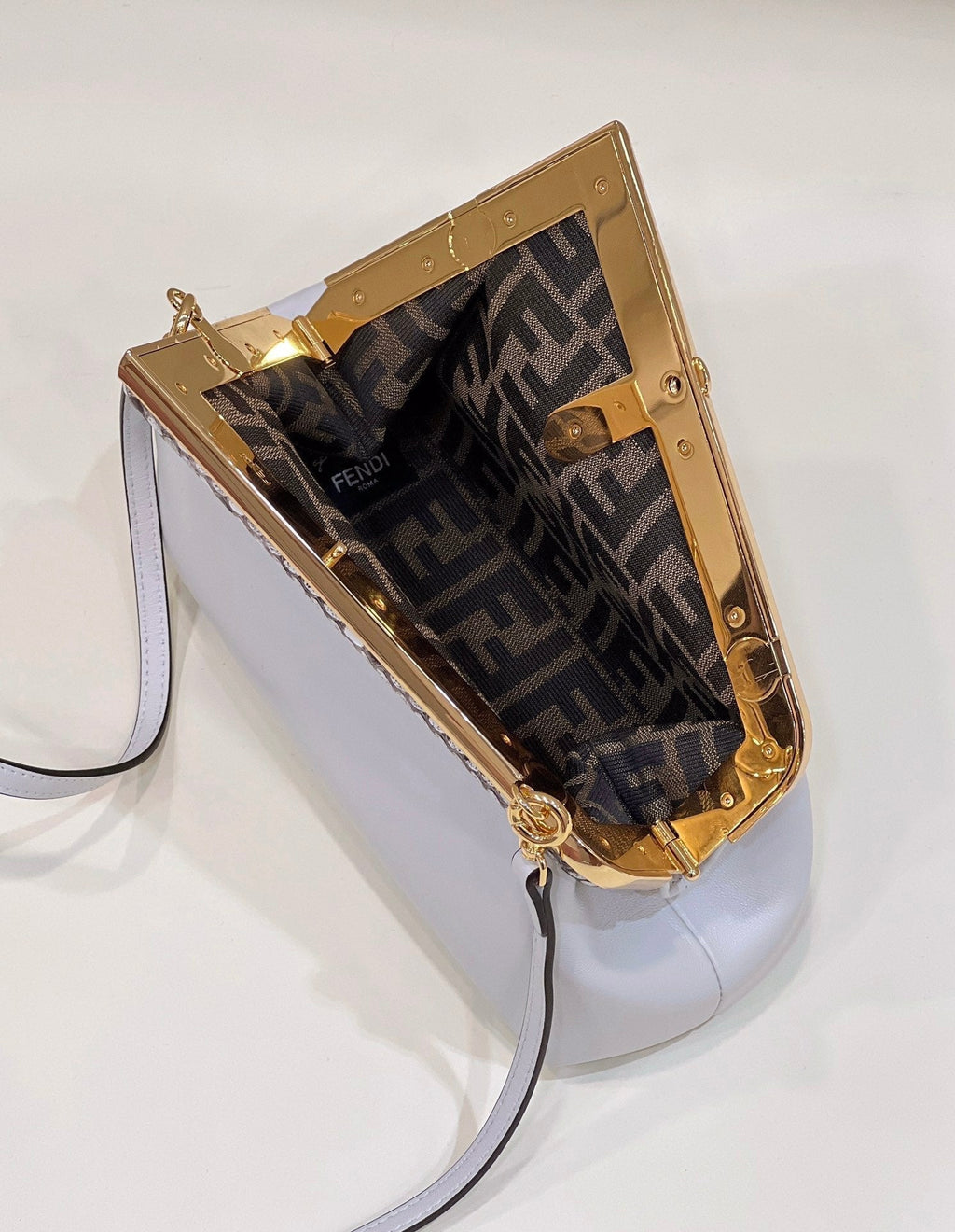 Fendi First Small 26 White Leather Bag with Exotic Details