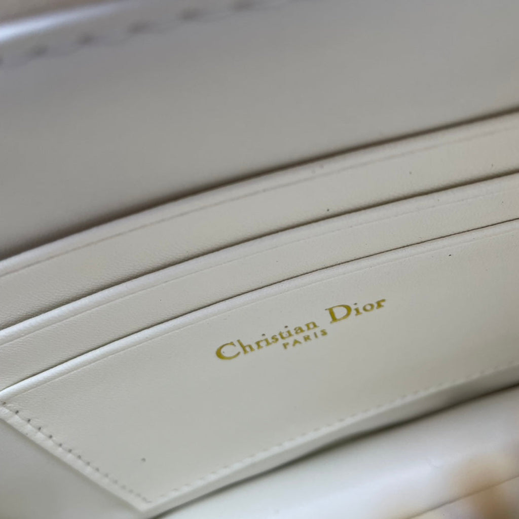 Dior Caro Pouch 19 Bag in White Calfskin