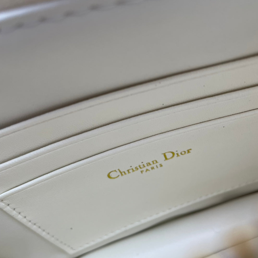 Dior Caro Pouch 19 Bag in White Calfskin