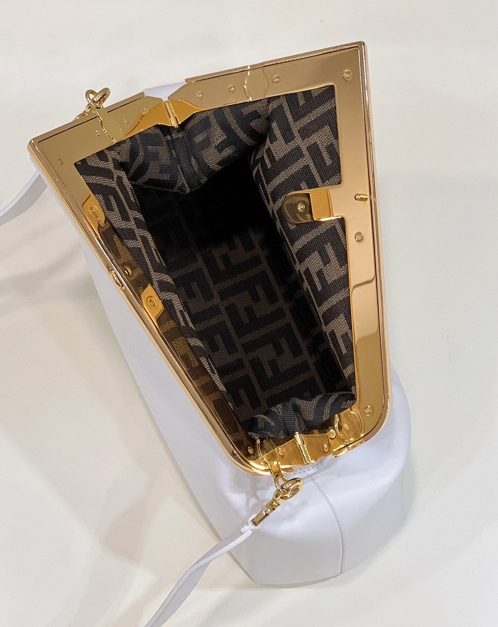 Fendi First Small 32 in White Nappa Leather Bag Gold Hardware