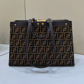 Fendi Tote 41 Bag in Brown Mix Black Monogram Canvas Gold Hardware