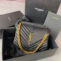 Saint Laurent College Medium 24 in Black Lambskin Gold Hardware Bag