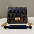 Fendi Kani 19 Bag in Black Mix Chocolate Brown Calfskin with Gold Hardware