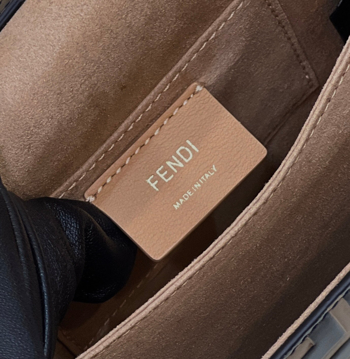 Fendi Kani 19 Bag in Black Mix Chocolate Brown Calfskin with Gold Hardware